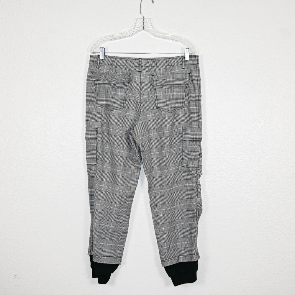 Alice + Olivia Isaac Distress Cargo Pants Grey houndstooth Size 8 - Picture 4 of 10